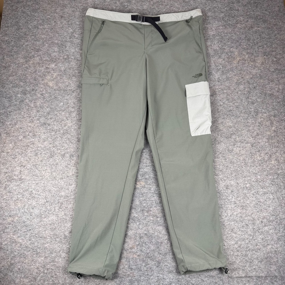 The North Face Belted Pants Cargo Pocket Zip Pockets Green Womens 16